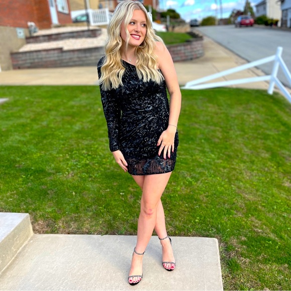 This is a Breeze Bridal dress, black, black sequins! Also in a size 2! - Picture 2 of 3